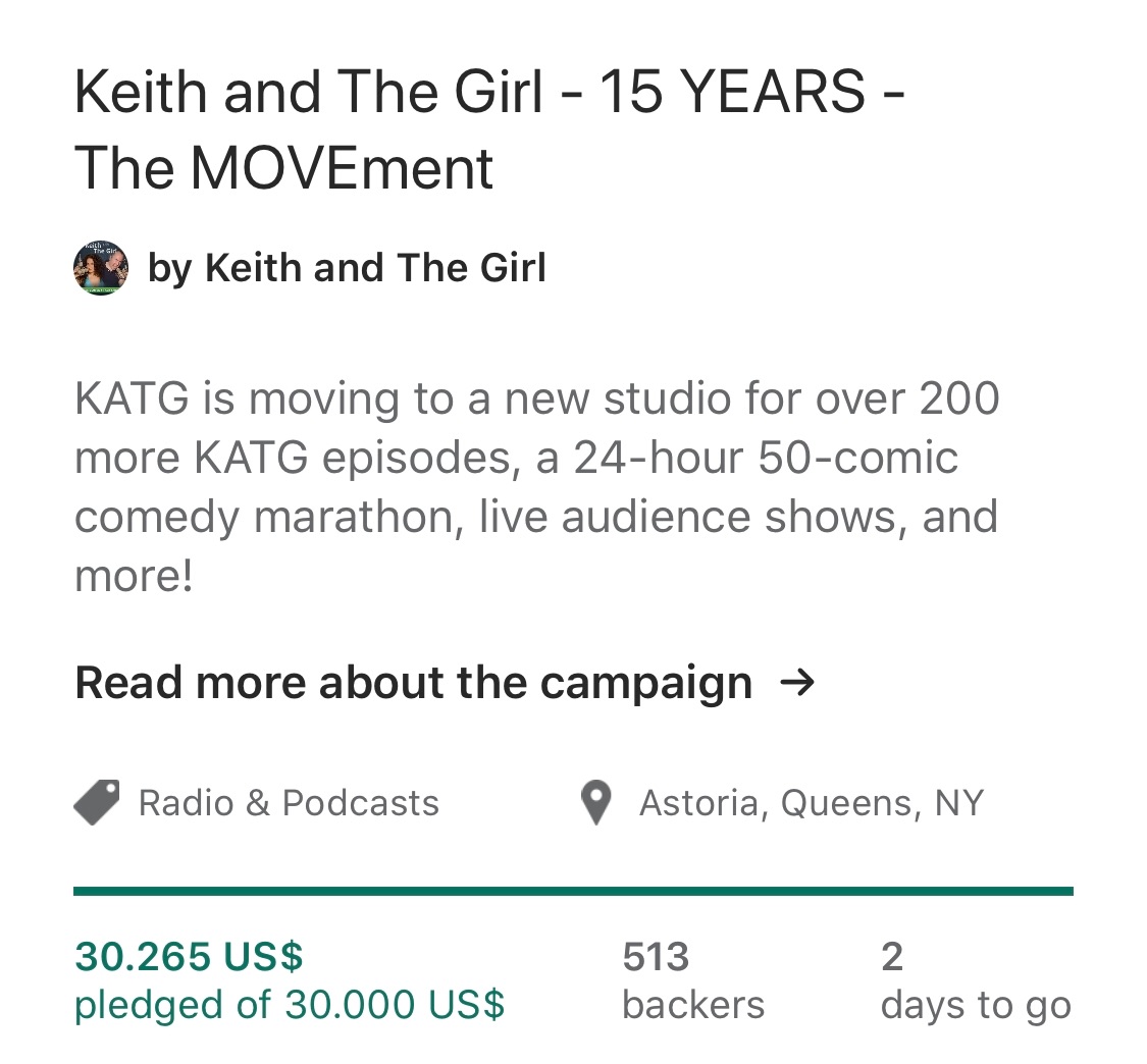 Congrats @keithandthegirl I can't wait for all the amazing content we will get in 2020 especially the new podcast with @trixietuzzini and @andreacomedy
