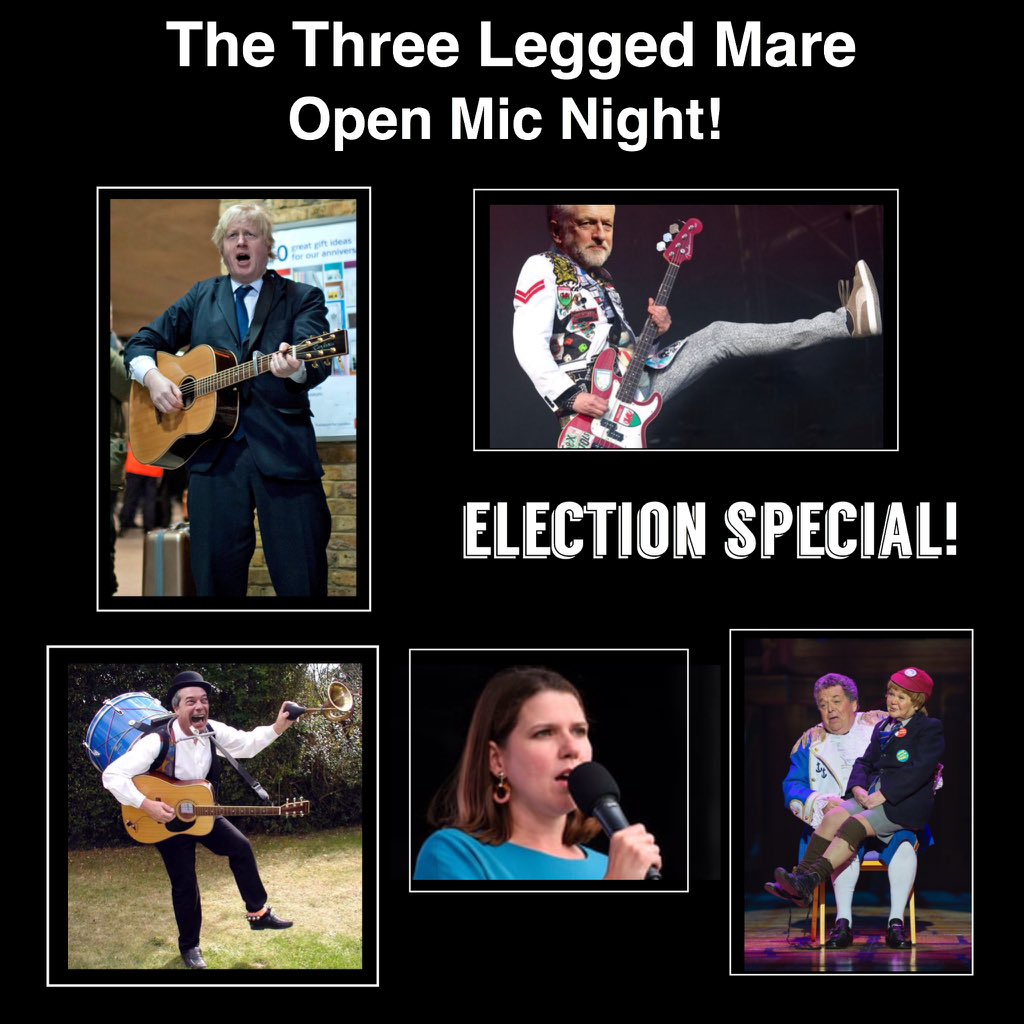 theMareOpenMic's tweet photo. We've had a few complaints recently of political bias regarding The Mare Open Mic Nights ads. 
So in the interest of neutrality this week we've got an array of all the Political party leaders to advertise THE THREE LEGGED MARE OPEN MIC NIGHT!
9pm start folks! 
🎹🍺👍 https://t.co/6G4k5rlZMp