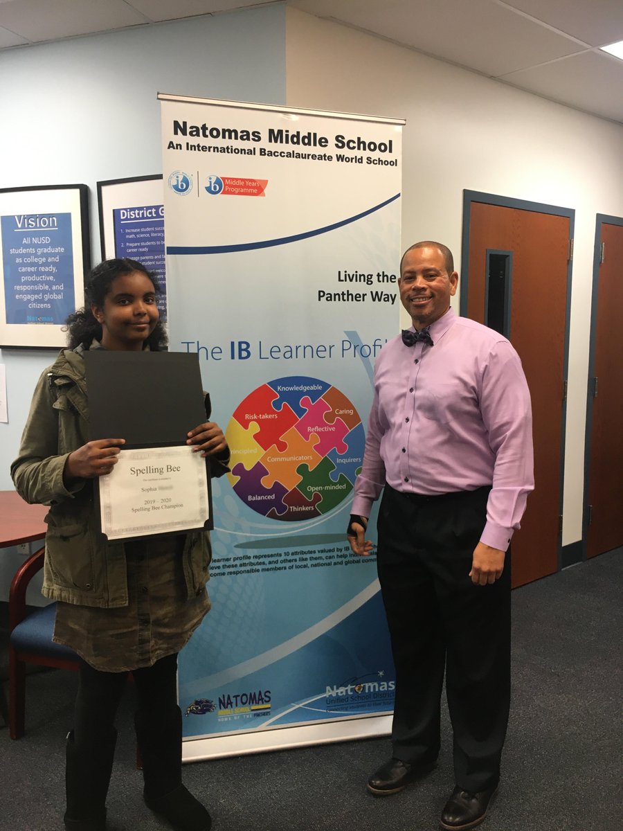 NatomasUSD's tweet photo. Sophia named Natomas Middle School Spelling Bee Champion! Way to go girl!👏👏👏 #NUSDProud #NatomasMiddle #NatomasUSD #Natomas #SpellingBeeChampion @ThePantherWay https://t.co/ApdaZ8AHtv