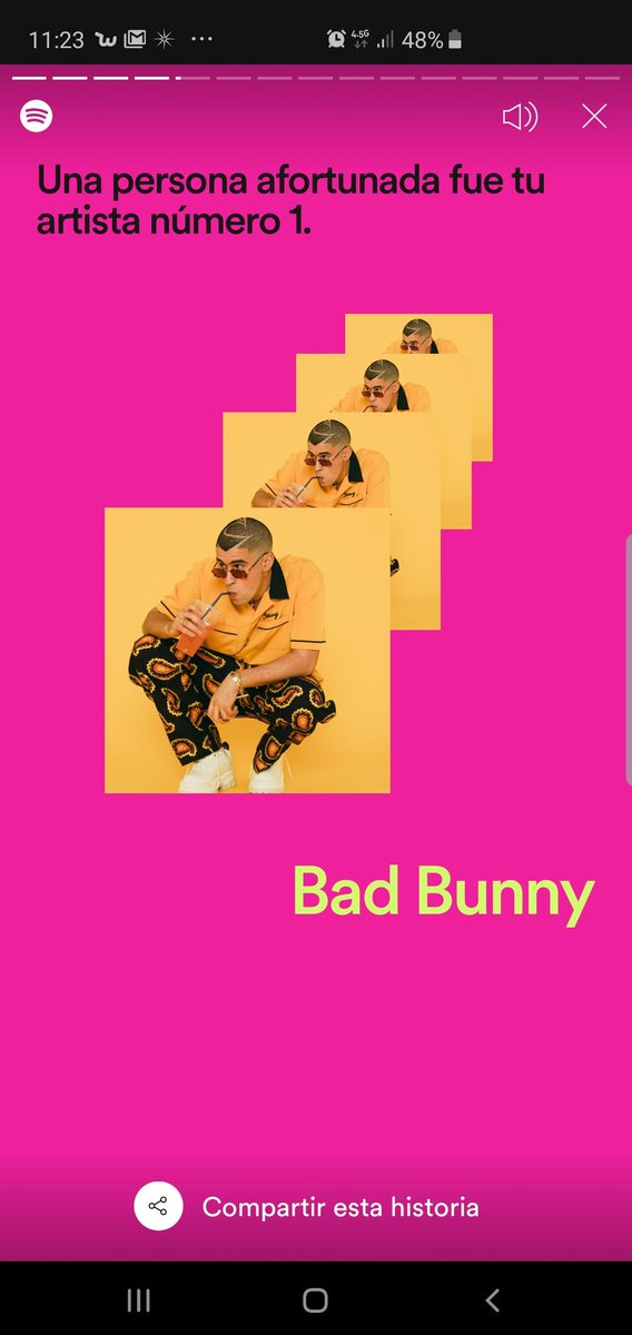 claoalvaradoc's tweet photo. Gracias, @ImBadBunny, por pasar 30 horas conmigo este año en @Spotify. Eres mi artista número 1. #EnTiemposDeSpotify te amo Beniiiii 😍 algún día cumpliré el poder verte en un concierto! https://t.co/ulEP8FXusv