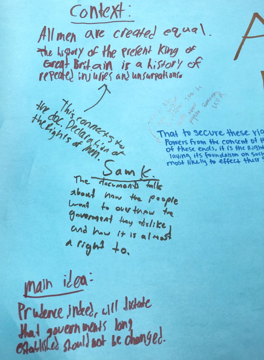 SeguinHSTx's tweet photo. 🌍Students in Ms. Steger’s AP World History review revolutionary documents across the world, summarize the Enlightenment influences, and then asked question & made connections across each other’s posters @SeguinHSTx! #MatadorLearning #PeerLearning https://t.co/f3uHRrrHzh