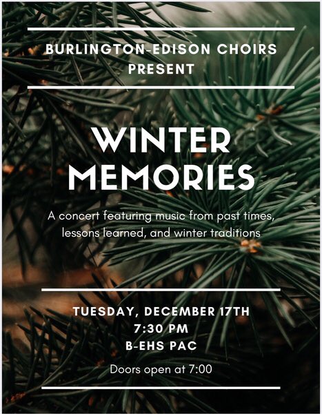 ChoirBehs's tweet photo. Our winter concert is almost here. Come to the PAC on December 17th as we celebrate the holidays. Concert starts at 7:30 doors open at 7. https://t.co/qor8Gcp1ne