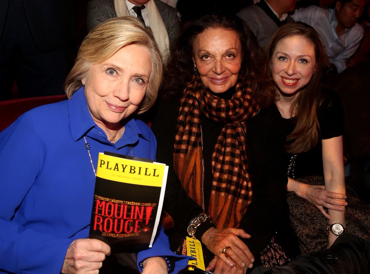 Come what may, #hillaryclinton, #dianevonfurstenberg, and #chelseaclinton LOVED #moulinrougebroadway! #moulinrougebway #moulinrouge #moulinrougemusical #broadway #clintonsonbroadway