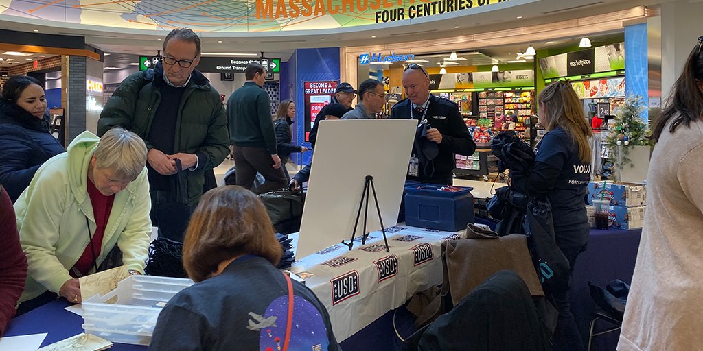 It’s International Volunteer Day and <a href="/JetBlue/">JetBlue</a> Customers and Crew members are creating winter care packages for troops in partnership with the <a href="/USONewEngland/">USO New England</a> Stop by Terminal C until 2pm today to send a care package before your flight. #JetBlueForGood #InternationalVolunteerDay