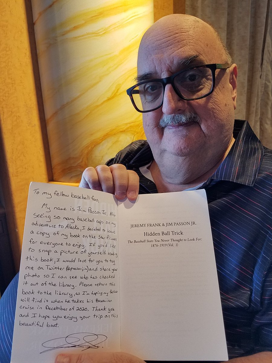 robynseaton's tweet photo. @passonjim My husband just got your baseball book from the Star Princess library. We're on the Hawaii cruise on Dec 4, 2019. He is looking forward to reading it. He's also a baseball geek who was born in Havre, Montana. https://t.co/5glnBXsHwZ