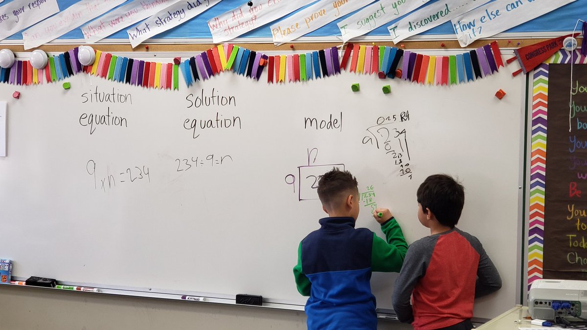 It takes a lot of deep thinking and collaboration to understand situation and solution equations while thinking algebraically. #cplearns