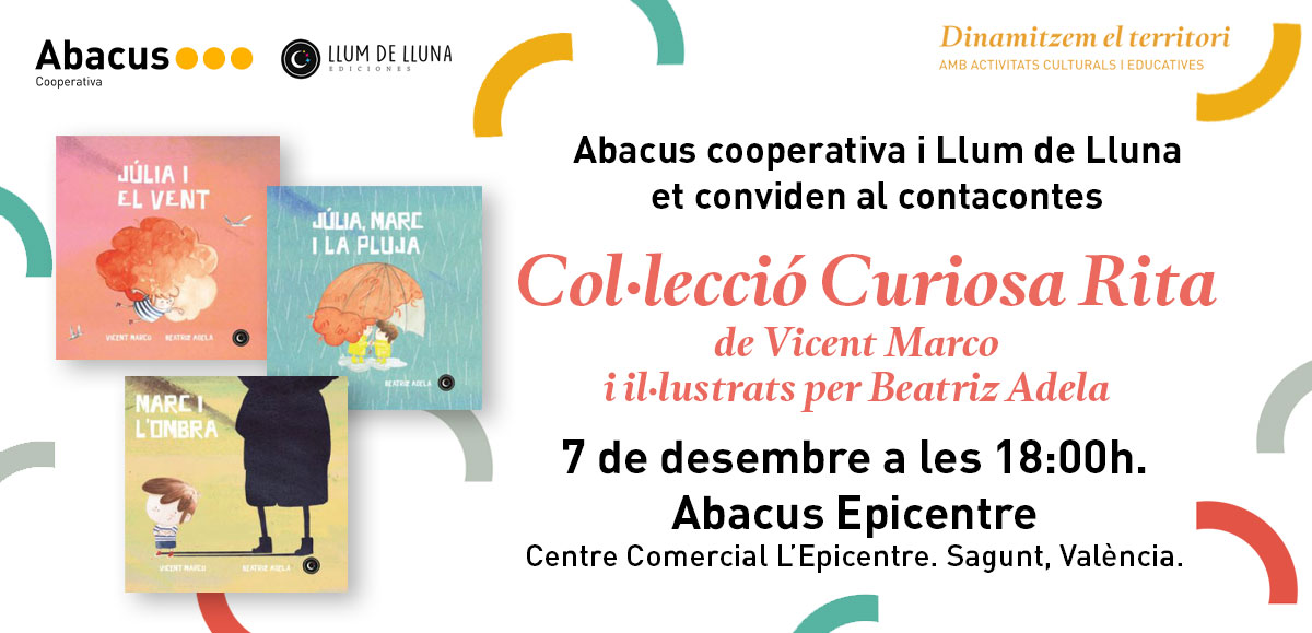 abacus_botigues's tweet photo. Saps qui és la Rita? Vine a conèixer les seves aventures al contacontes d'@ed_llumdelluna i aprèn a divertir-te amb el vent, la pluja o les ombres! 📖 T'ho perdràs?
🗓️ #7Des
⏰ 18:00h
📌 @AbacusCoop @cclepicentre
#somllibres https://t.co/dH9JXpc0eb