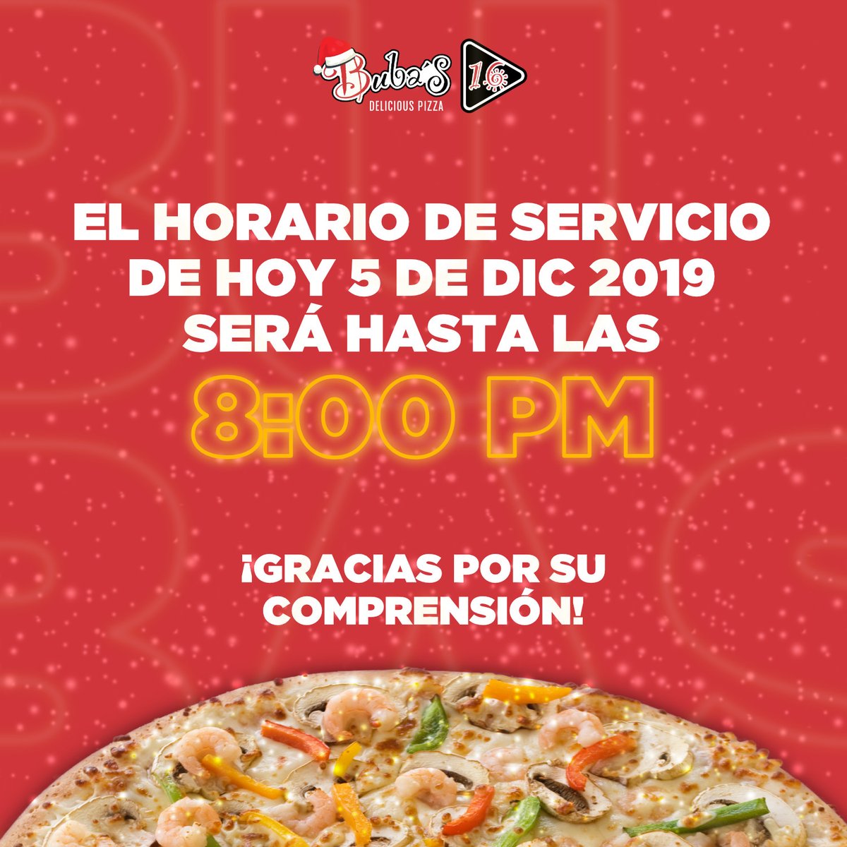 BubasPizza's tweet photo. ⚠️ HORARIO DE SERVICIO DE HOY ⚠️ https://t.co/qZvLdfyriT
