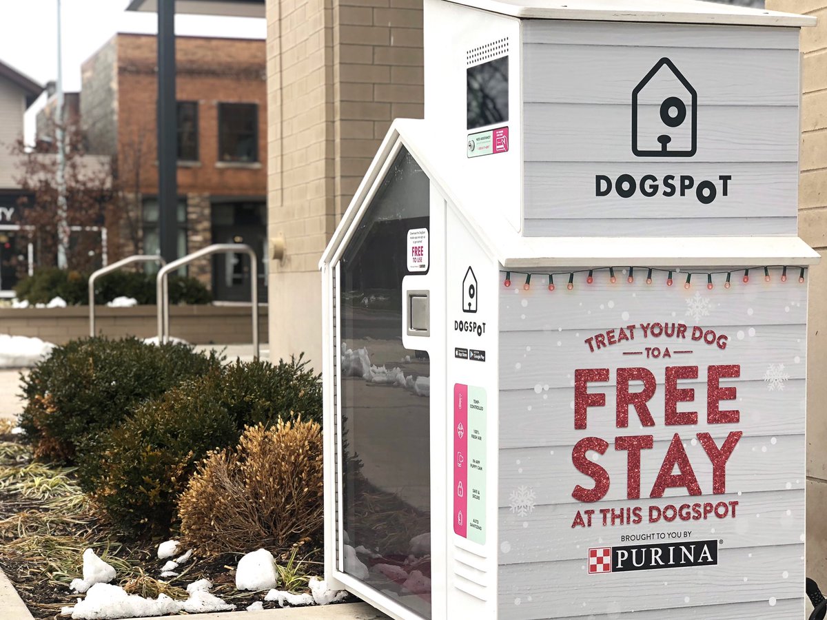 🐶Big News! 🐶 
Thanks to our friends at <a href="/Purina/">Purina</a>, our DogSpots are free to use for the next 6 months! If you haven’t tried <a href="/dogspot/">DogSpot</a> yet - now is your time! DogSpots are spacious, lockable, temperature controlled, self-sanitizing dog houses equipped with a Puppy Cam. Come see us!