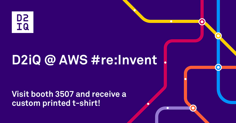 D2iQ's tweet photo. Live demo time at #reInvent! Stop by for a dive into #Dispatch, starting in 5 minutes at booth 3507. #Kubernetes #CloudNative #K8s https://t.co/765oxyjISf