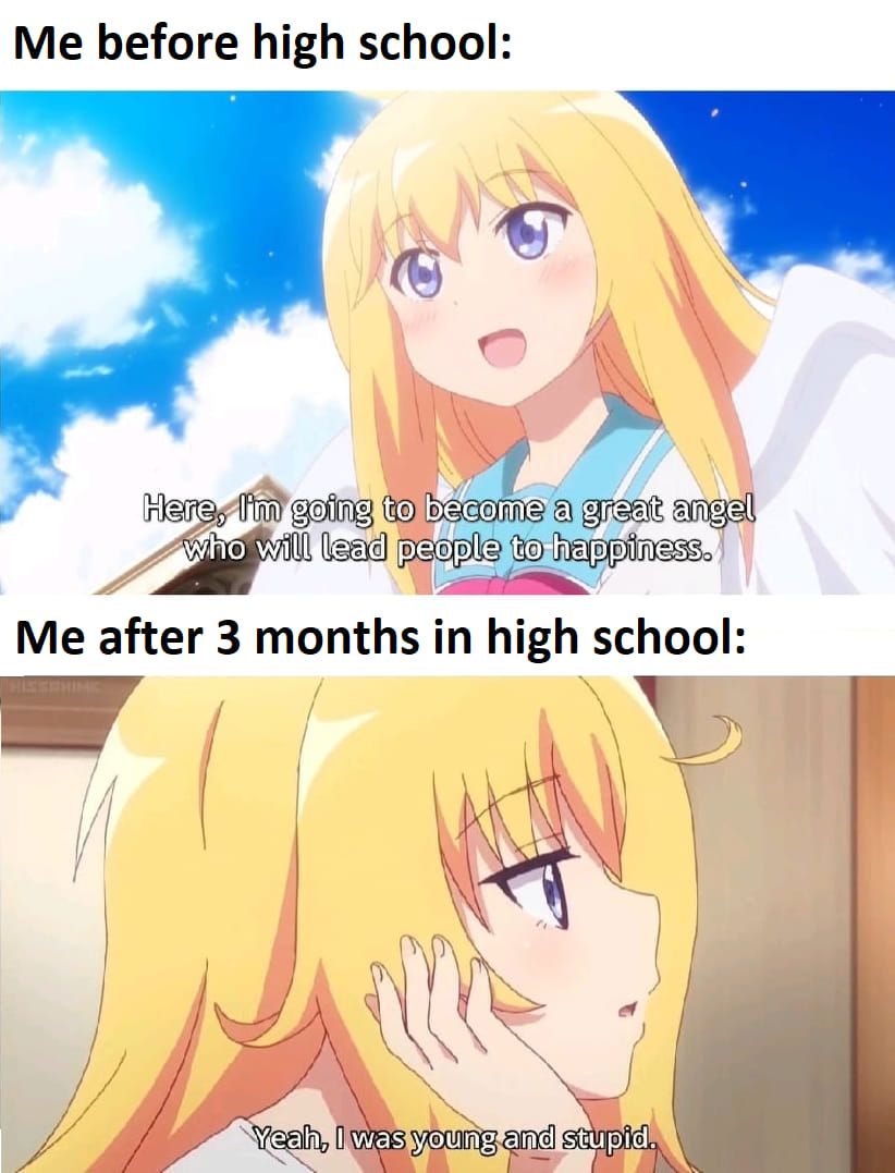 Rincontaku on X: Y por eso deben de estudiar Anime: Gabriel Dropout  *~*~*Edy-Sama*~*~* #MEMES #anime #escuela  / X