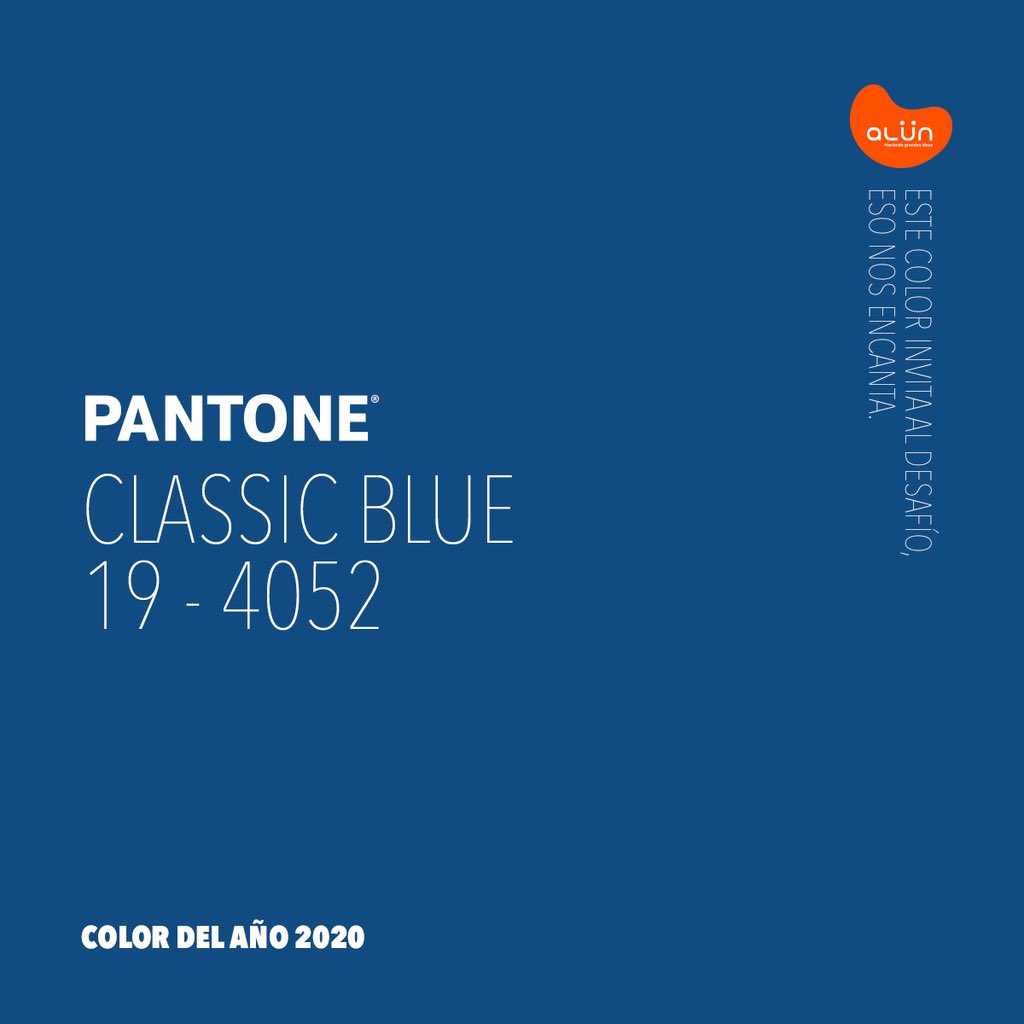 alunideas's tweet photo. @pantone nos presenta el color del año 2020 Classic Blue, color que influirá en el desarrollo de productos y las decisiones de compra en múltiples industrias como el diseño gráfico, la moda y el packaging. #AlünIdeas #ClassicBlue #MadeWithLove #Pantone2020 #PantoneColorOfTheYear https://t.co/iDQdhsueh1
