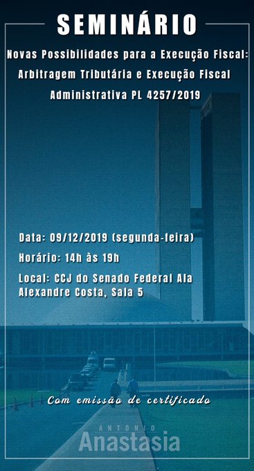 Nessa pr&oacute;xima segunda-feira vamos realizar um Semin&aacute;rio aqui no Senado para debater novas possibilidades