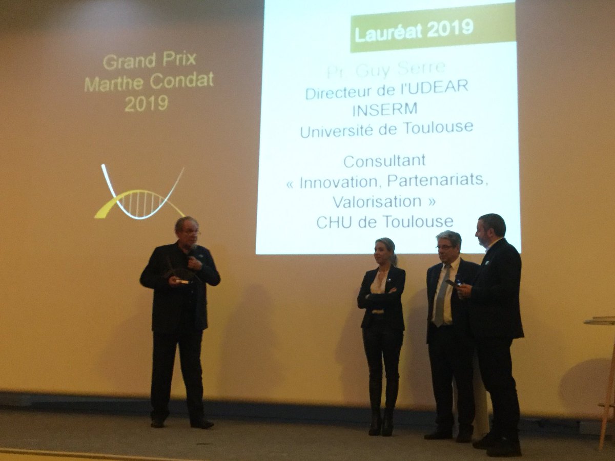 SATT_Toulouse's tweet photo. LIVE// Grand Prix Marthe Condat 2019 : Lauréat Pr. Guy Serre #UDEAR #Trophées de la #valorisation de la #recherche I @SATT_Toulouse @Univ_Toulouse @Occitanie @CNRS_Toulouse @ReseauSATT https://t.co/mJiXJizuRJ