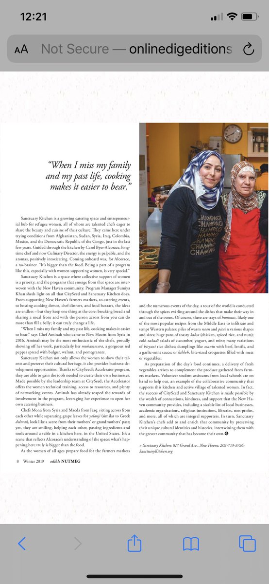 SanctuaryKitCT's tweet photo. Thrilled to be featured so beautifully and eloquently by @EdibleNutmeg ! #sanctuarykitchen #cookingupcommunity #nhv #cityseed #refugeeswelcome #nhveats #cteats #ctbites #withrefugees #withimmigrants #socialenterprise #kitchenswithoutborders #entrepreneurship #culinarydiplomacy https://t.co/uWbUGEbJXt