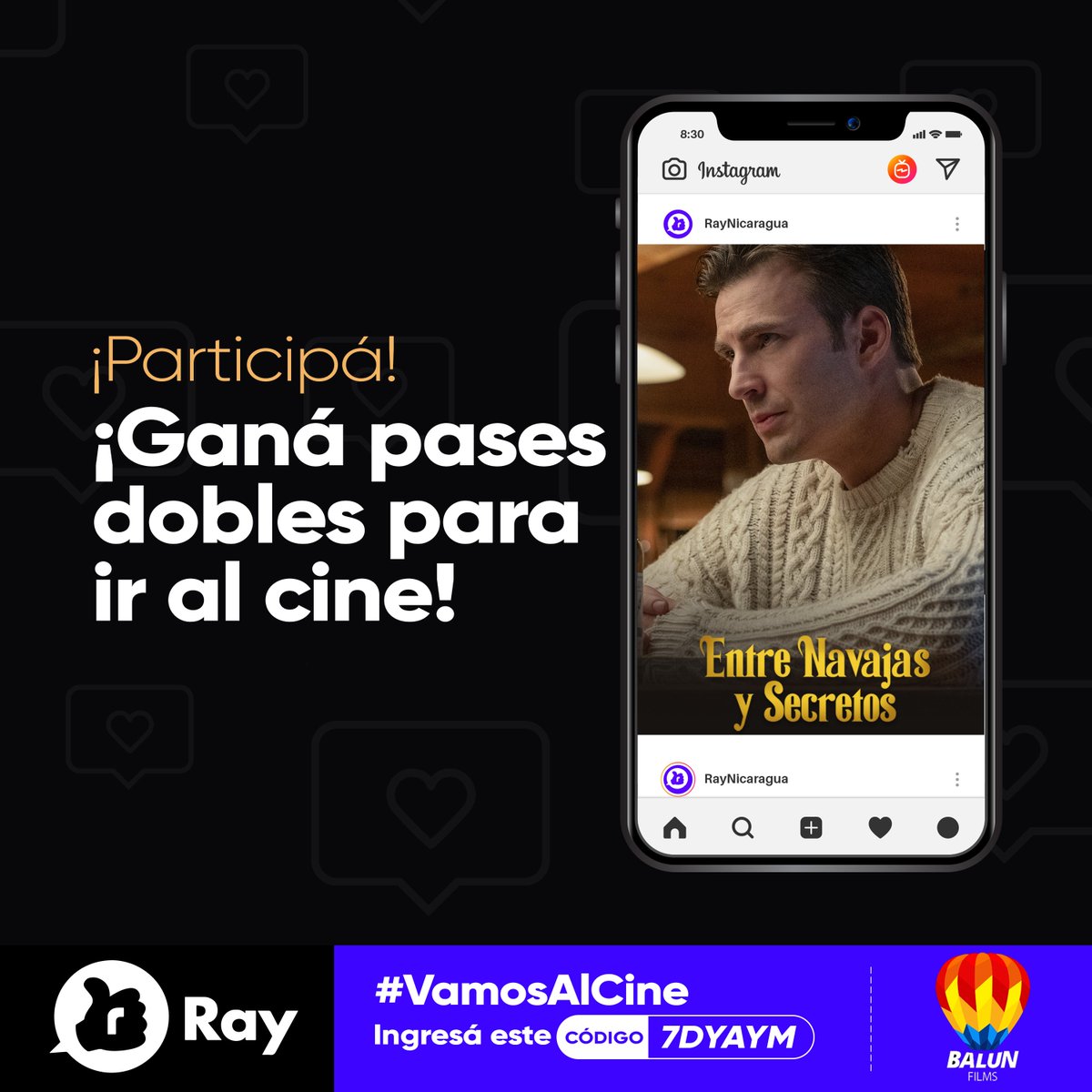 Ray_Nicaragua_'s tweet photo. 🔴 #RayNews • ¡PASES DOBLES para ir a ver #EntreNavajasySecretos! 🤩 #RayMeSorprende 😎

👉• • • 𝗥𝗧 𝘆 𝗠𝗲𝗻𝗰𝗶𝗼𝗻𝗮́ 𝗰𝗼𝗻 𝗾𝘂𝗶𝗲́𝗻 𝗶𝗿𝗶́𝗮𝘀 • • •
⚠️ - - Los ganadores se darán a conocer el Viernes 6 de diciembre - - 😍 #RayApp #RayTaxi #RayNicaragua 🚕 https://t.co/dDRy9kuPYV
