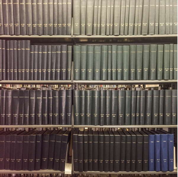 FIDM_Library's tweet photo. Magazines for days! Check out the bound @VOGUE collection, or access the complete collection online via @ProQuest #ResourceWeLove https://t.co/S70kvZSiz0