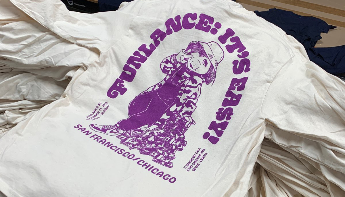 ErikMarinovich's tweet image. SF and CHICAGO! Come Funlance with us on 12/11. Buy a ticket and get a tote full of goods like this ⬇️ Visit Funlancers.com for all the fun details!