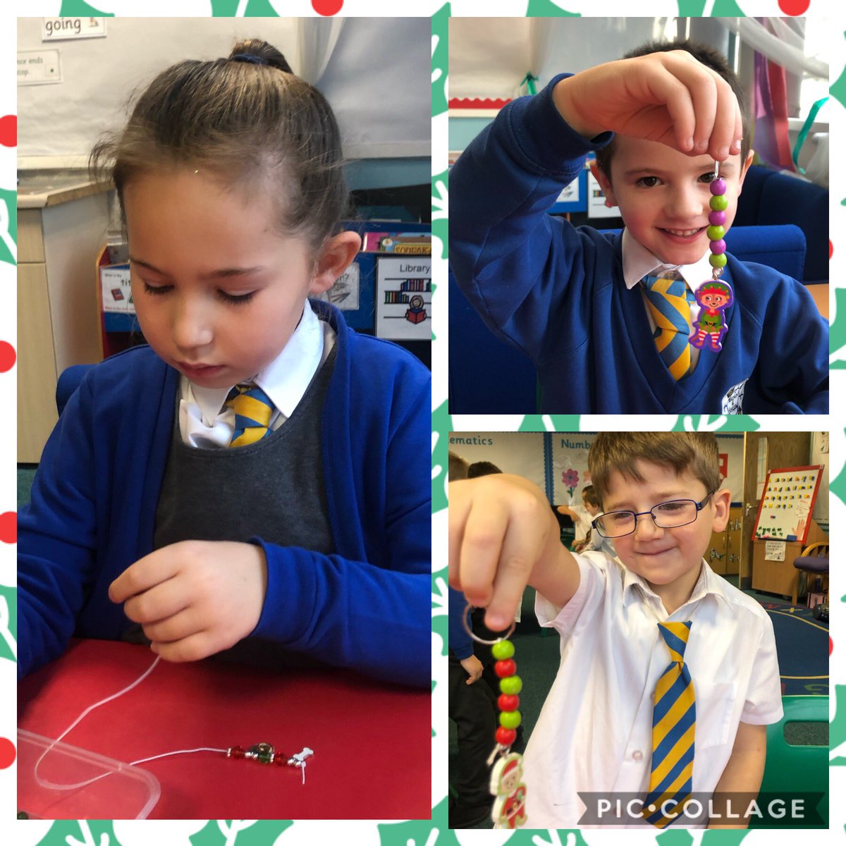 SmosP4's tweet photo. Concentration and skill involved in making Christmas Bracelets and Keyrings to sell at the Fayre. We hope you can come along to support us 🎄 🎅 #shapeandpattern #fingergym @SMOSPrimary https://t.co/VMuB0vD5mH