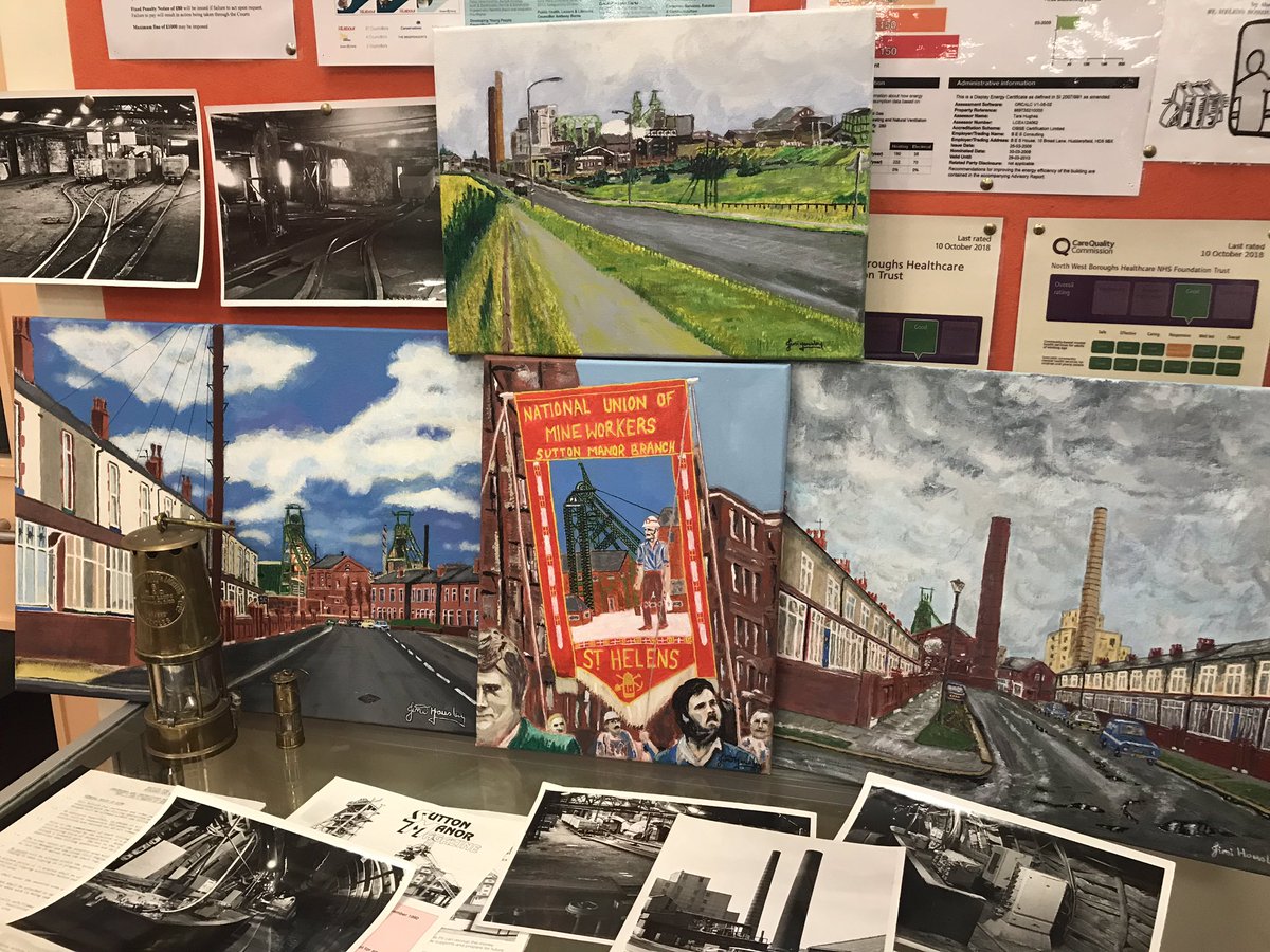MandiB_'s tweet photo. Packed house tonight for the heritage talk #HedgesofOak @STHLibraries #HaydockLibrary Fascinating information about coal mining and the origins of #Haydock with local mining artwork also on display https://t.co/gJ6rfCsPBy