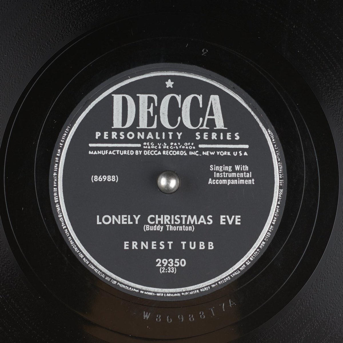 78rpm record label titled "Lonely Christmas Eve"