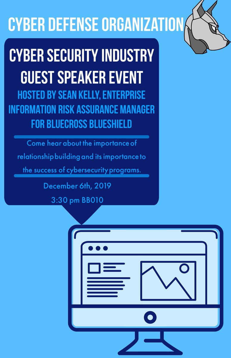 ualbanyCDO's tweet photo. CDO MEMBERS!

We are having guest speaker Sean Kelly, Enterprise Information Risk Assurance Manager for BlueCross BlueShield, present this FRIDAY. 

This will be Sean’s second CDO event and it will be a good one!

Come out to our workshop this Friday, December 6th BB010 3:30 pm https://t.co/02792nOG3W