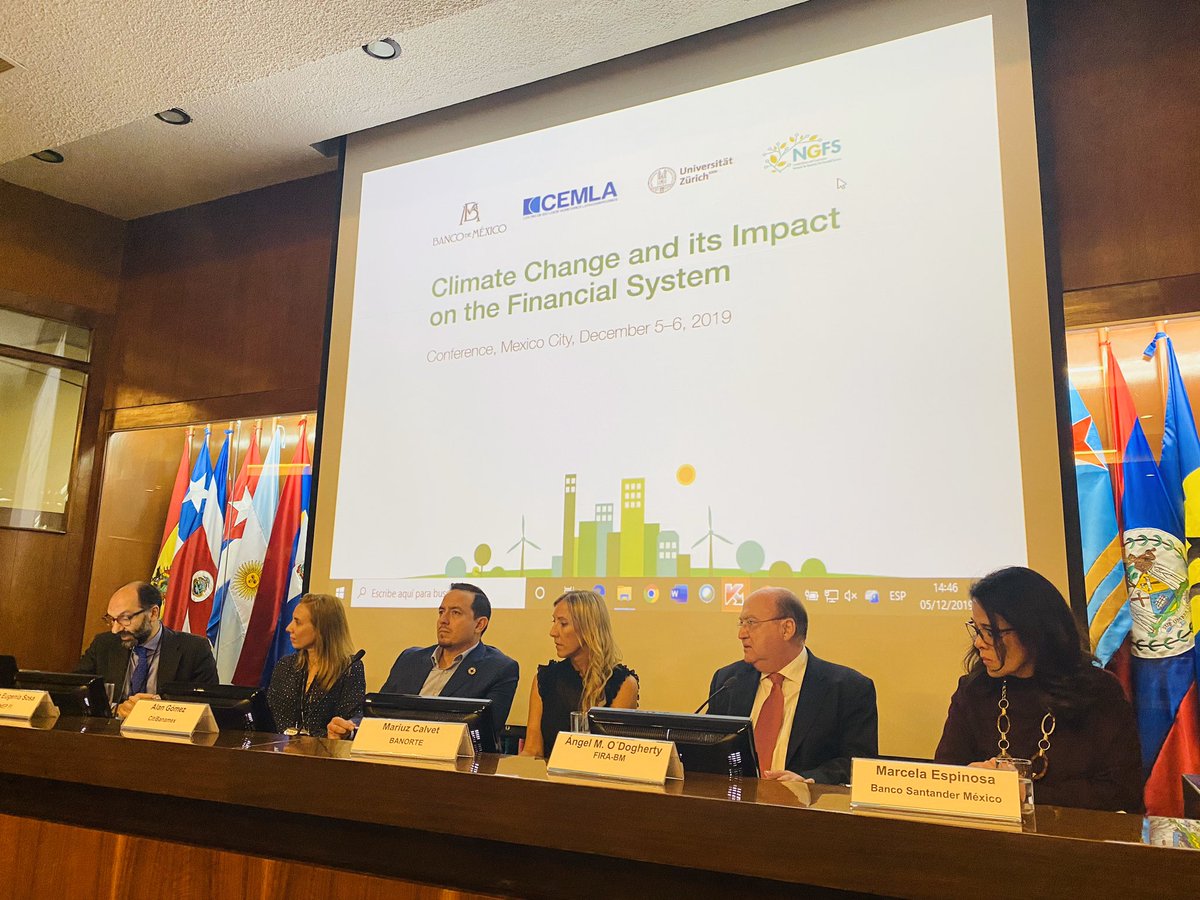 Ernst33's tweet photo. Greening the banking system panel during our @CEMLA @Banxico conference on climate change and its impact on the financial system. Great to see new strategies from @Banorte_mx @Citibanamex @SantanderMx @FIRA_Mexico @the_IDB & the @UNEP_FI #PrinciplesforResponsibleBanking 🏦🍃 https://t.co/rKOi9yvJPe
