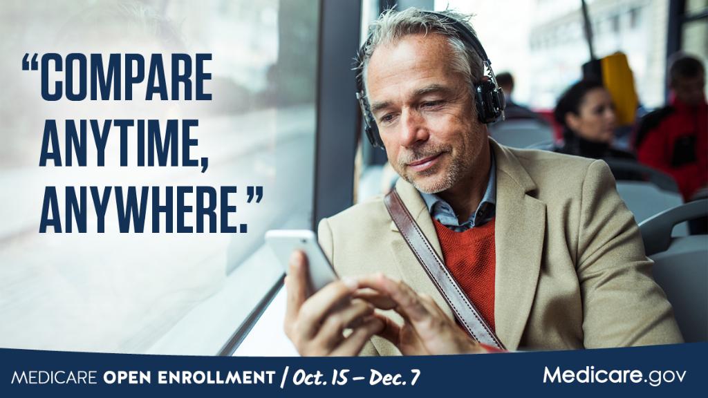 MedicareGov's tweet photo. Life’s busy. So, maybe you haven’t had time yet to compare plans yet. Fortunately, the new #Medicare #PlanFinder is available 24/7. And it’s mobile friendly, so you can compare plans on the go. But, don’t wait too long, #MedicareOE ends Dec. 7. https://t.co/WGJJ9KsJoK https://t.co/8FSzf3bOfW