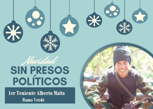 sayguillen's tweet photo. 6.- El 1er Tte. Alberto Maita, fue detenido en Enero 2018, su madre Dairis Espinoza solo exige lo que cualquier madre exigiría en tal situación, libertad para su hijo y poder pasar juntos estas importantes fechas. #NavidadSinPresosPoliticos #FamiliaUnidaEnNavidad https://t.co/Ctubk5NhaL
