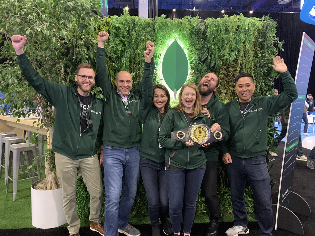 And finally, the best overall Sponsor of the Year for #reInvent 2019 is... <a href="/MongoDB/">MongoDB</a>!! 🥇 Huge congratulations, and thank you for your continued hard work &amp; enthusiasm! 🎉