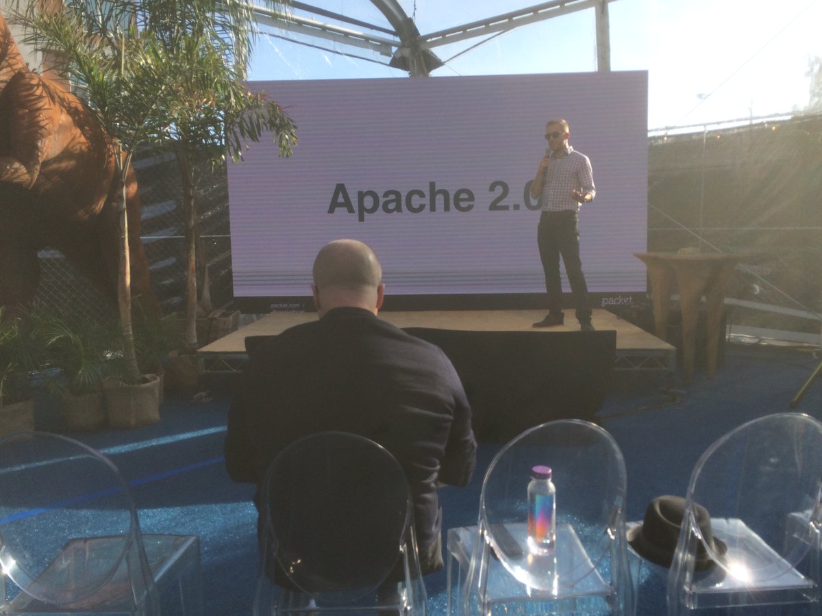 bcamerongain's tweet photo. Nathan Goulding, chief architect for Packet, talks open source and Apache 2.0, while unveiling Packet's Tinkerbell open source project for bare metal. 
#IFX2019 #sponsored @packethost @NathanGoulding @thenewstack https://t.co/2E3wUEd7RM