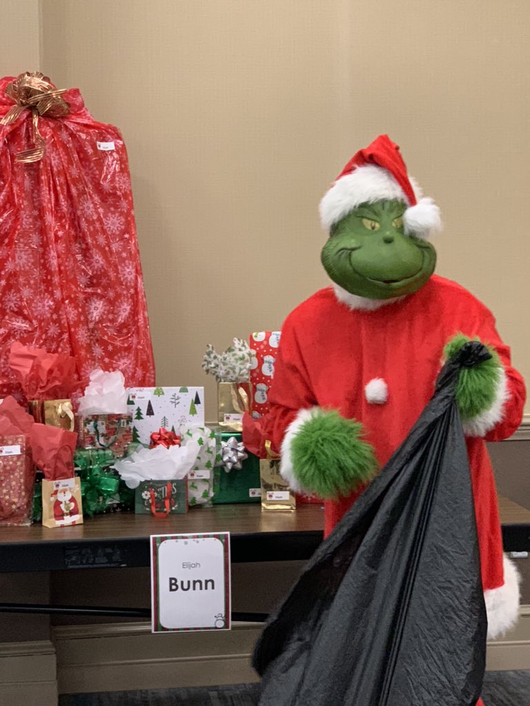 Uh-oh! The Grinch has appeared at the #WakeTech Fostering Beight Futures holiday party! We won’t let him steal the holiday cheer from these deserving students! <a href="/WakeTechFBF/">Wake Tech FBF</a>