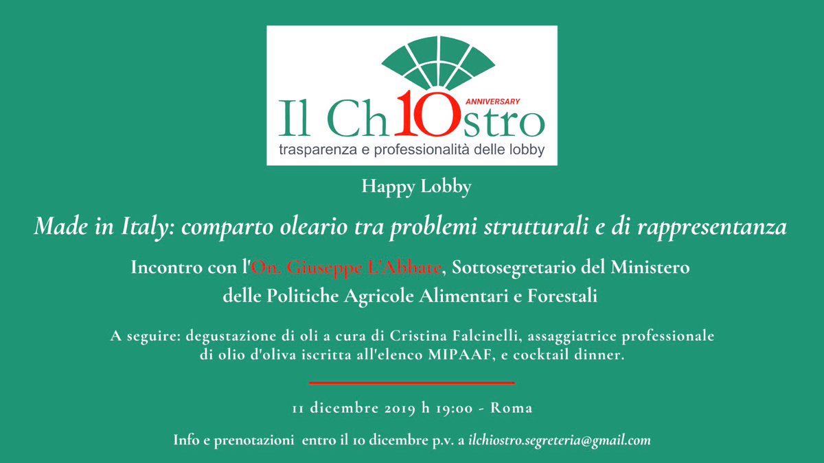 AngeMarchese's tweet photo. L’11 dicembre a Roma con @giuseppelabbate sottosegretario @Mipaaf_  per parlare del comparto #oleario i suoi problemi strutturali e di #rappresentanza.  Vi aspetto https://t.co/zcCwmnyyGJ
