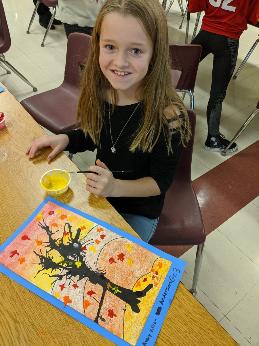 GVartroom's tweet photo. Grade Three Anderson's Class is doing a great job adding details to their landscape.  Some are adding snowflakes others are adding fall leaves.  Our landscapes are inspired by Andrew Wyeth. @MissAndersonB https://t.co/naSu74hthd