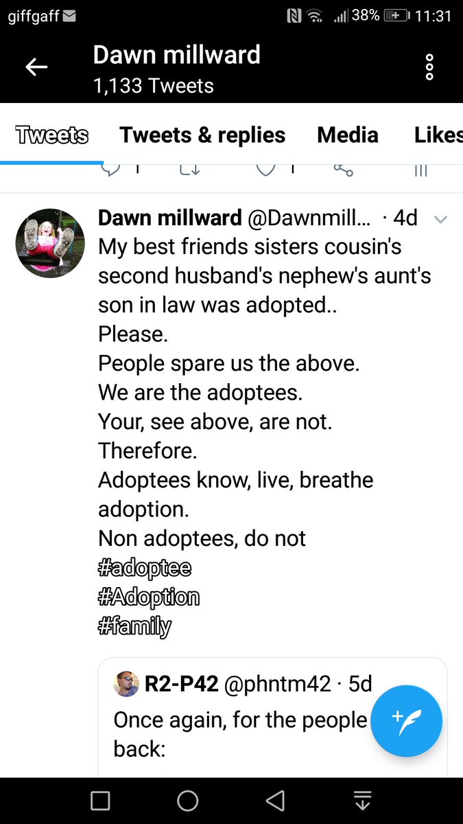 Dawnmillward2's tweet photo. @akaalison1 May I add..
#adoptee
#Adoption
#beingadoptedmeans
#ournames
#adopteevoices
#family
#familyties
#familypreservation
#adopteerights
#discrimination

Adoptees. Who were you?
Pippa Louise Thompson https://t.co/xHRbfzn9T6
