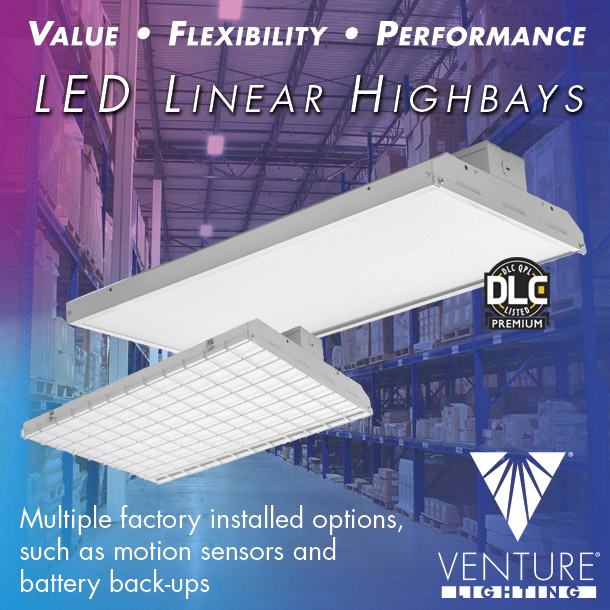 VentureLighting's tweet image. Did you know Venture Lighting's LED Linear Highbays are available with factory installed options such as motion sensors and battery back-ups? 
 conta.cc/36672tp
venturelighting.com/led-lighting/i…
#VentureLighting #LEDlinearhighbays #LEDlighting #HighbayLighting