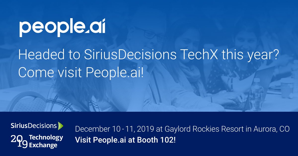Are you headed to @siriusdecisions' #TechX event next week?  If you are, stop by the People.ai booth (it's #102)!
-
Find out more about TechX by visiting: techx.siriusdecisions.com 

See you there! 
#RevenueIntelligence