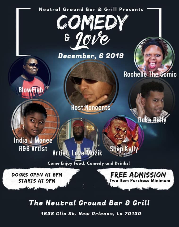 If you want to give birthday wishes to Rochelle the Comic in person, head to Comedy &amp; Love tomorrow at Neutral Ground Bar &amp; Grill!

Dec 6 | 9pm | 1638 Clio St