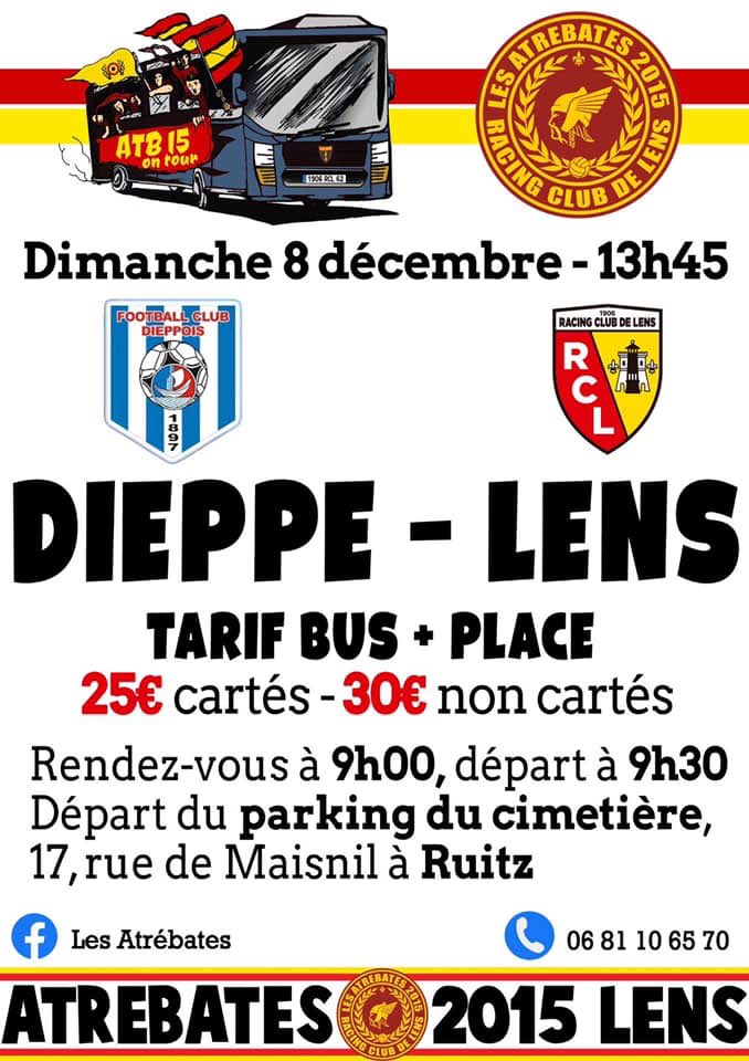 FLU_Officiel's tweet photo. Coupe de France | 8e tour

Le groupe @LesAtrebates organise un déplacement en bus pour le match @Fcdieppeoff - @RCLens  

📅  Match ce dimanche à 13h45

N’hésitez pas, il reste de la place !

Toutes les informations ⤵️ https://t.co/cech9j32SH