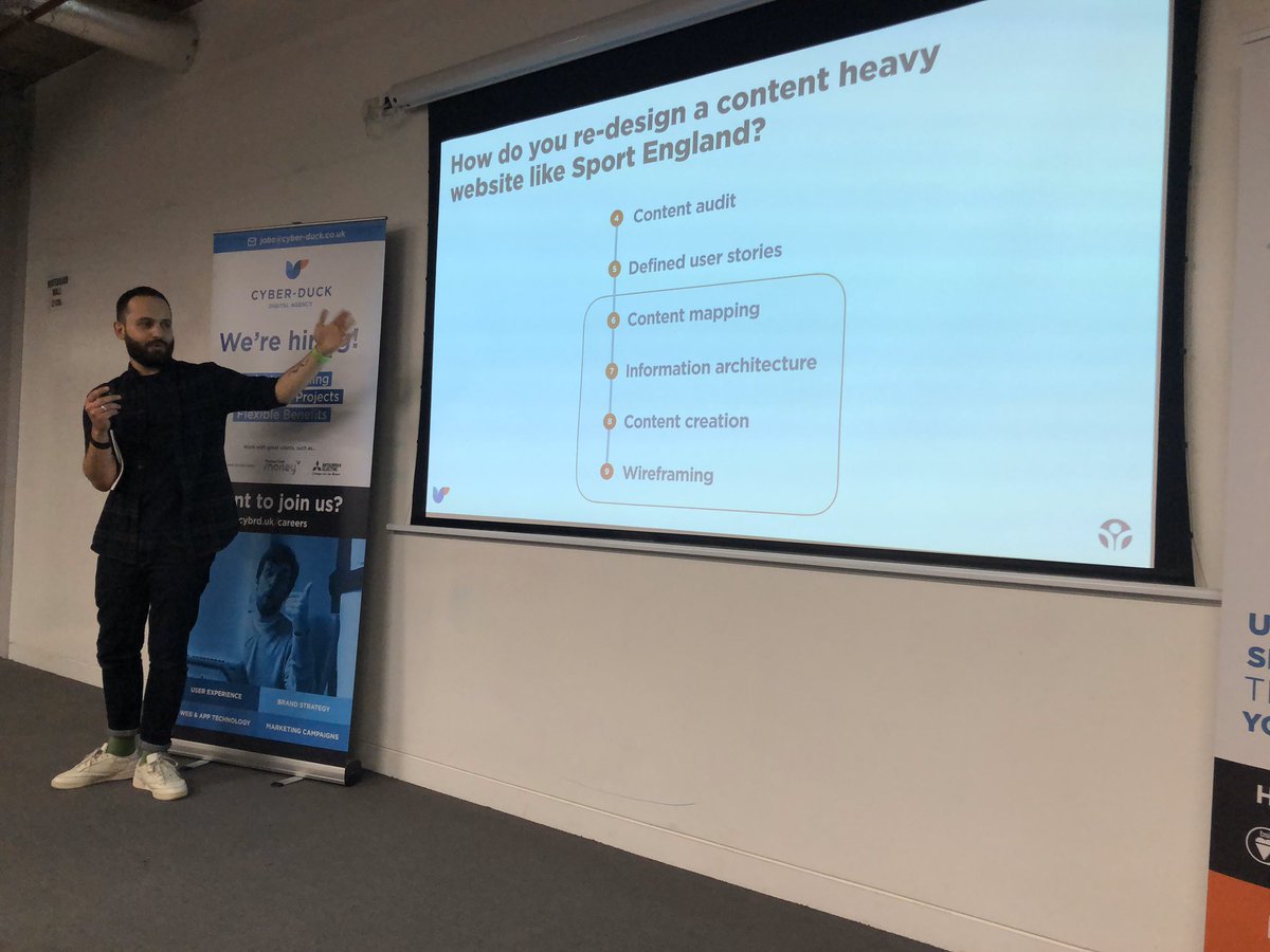 danny_bluestone's tweet photo. Keynote by @cyberduck_uk and @Sport_England about #ux and #contentstrategy for a large website #digitalpond https://t.co/niF9GR4Ydf