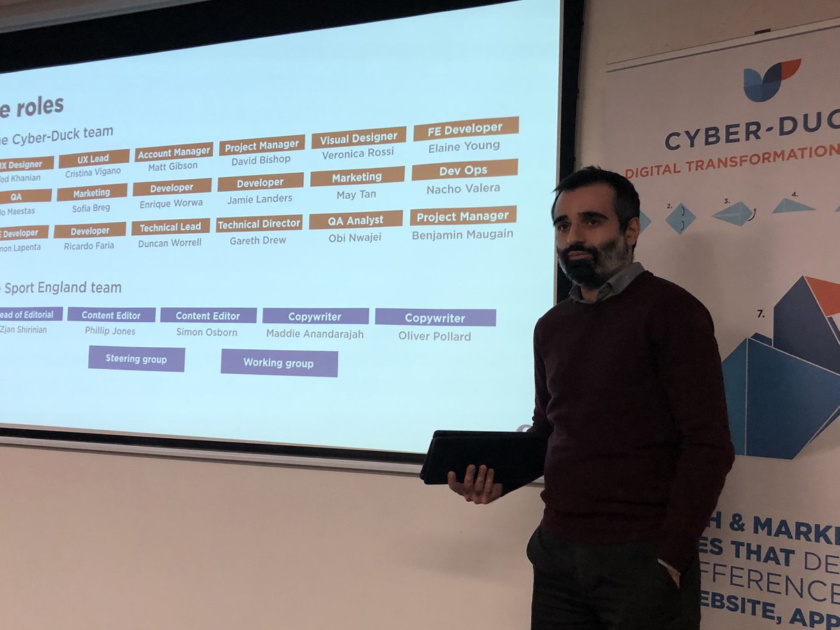 danny_bluestone's tweet photo. Keynote by @cyberduck_uk and @Sport_England about #ux and #contentstrategy for a large website #digitalpond https://t.co/niF9GR4Ydf