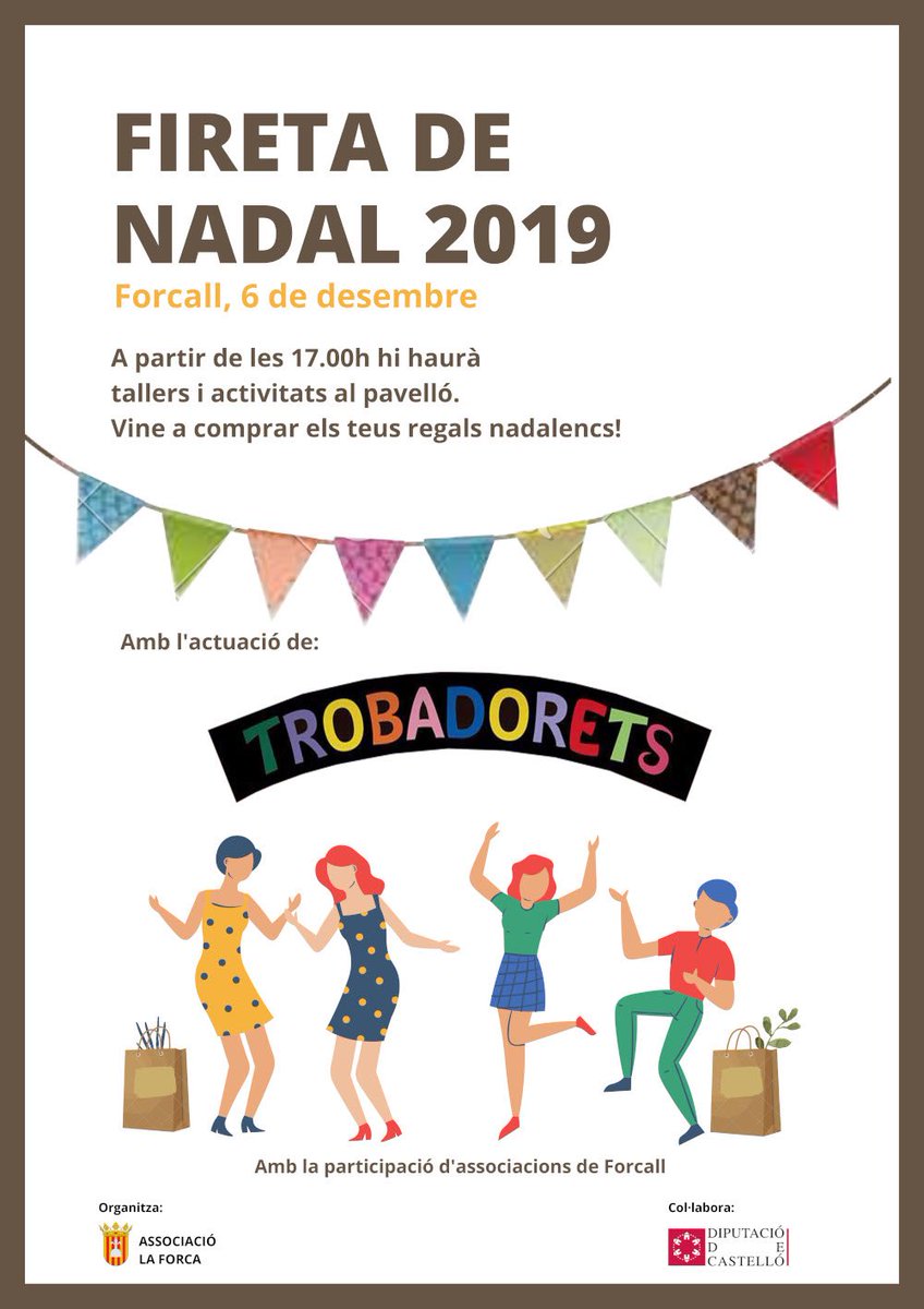 AjuntForcall's tweet photo. Demà Fireta de Nadal, amb la implicació de les associacions del poble i l’actuació de @TROBADORETS  .@elsports_es @CulturaDipcas @peuuji https://t.co/UFkJZYrITD