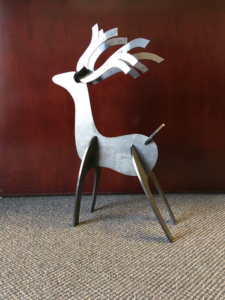 On, Dasher! On, Dancer! 
Laser cut from mild steel available for $25.00 each.
(Approx. 19” tall – As pictured.)
Order by Dec. 12th to guarantee pickup by Dec. 20th.
#cimmetals #cuttoperfection #burlington #madeincanada #customdesign #christmas #reindeer #rudolph