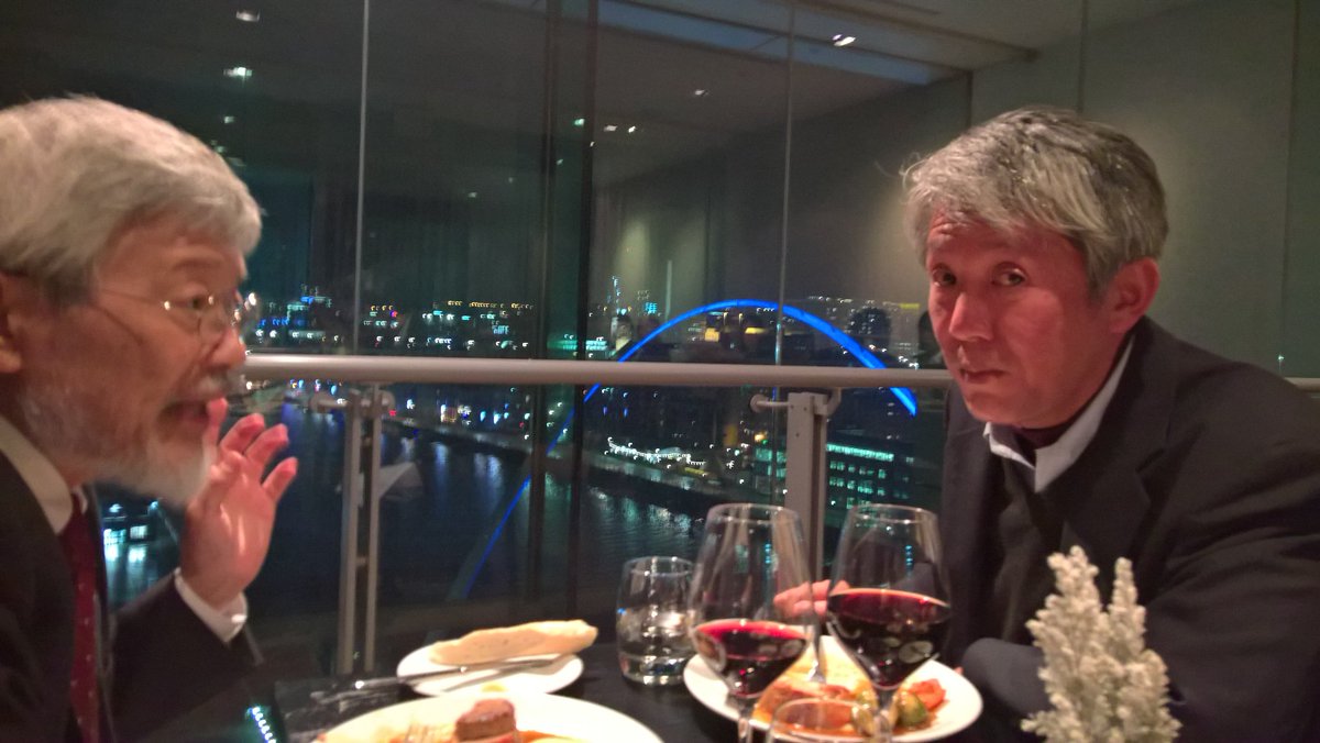 Smartiesproject's tweet photo. Lovely venue for the #RENKEI Steering Committee dinner - the @balticgateshead top floor restaurant. Great views up the River Tyne, the bridges &amp; Newcastle skyline. Food &amp; company great too https://t.co/ZkUiyQiIDo