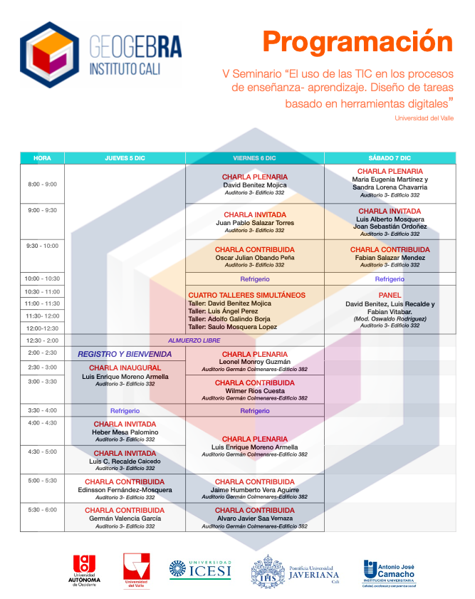 CaliGeogebra's tweet photo. Inicia nuestro V Seminario https://t.co/8PYThuCsb3