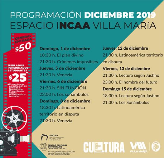 leolepop's tweet photo. La programación de diciembre en el Espacio INCAA Villa María https://t.co/gwk4vFmg4P