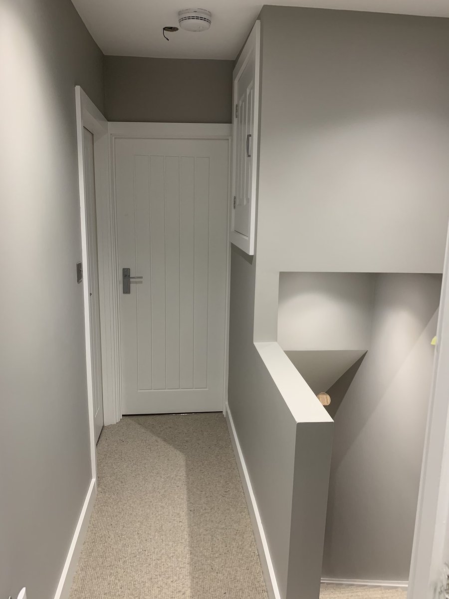 finelinedecor8's tweet photo. A lovely little Hall, Stairs and landing we painted recently. Using @JohnstonesTrade Cleanable Matt, @BenjaminMooreUK Scruff X Satin, @tesaUK_tape #finelinedecorating #tesatape #johnstonestradepaint #scruffx #benjaminmoore #cleanablematt #painting #decorating https://t.co/nizm00tuYk