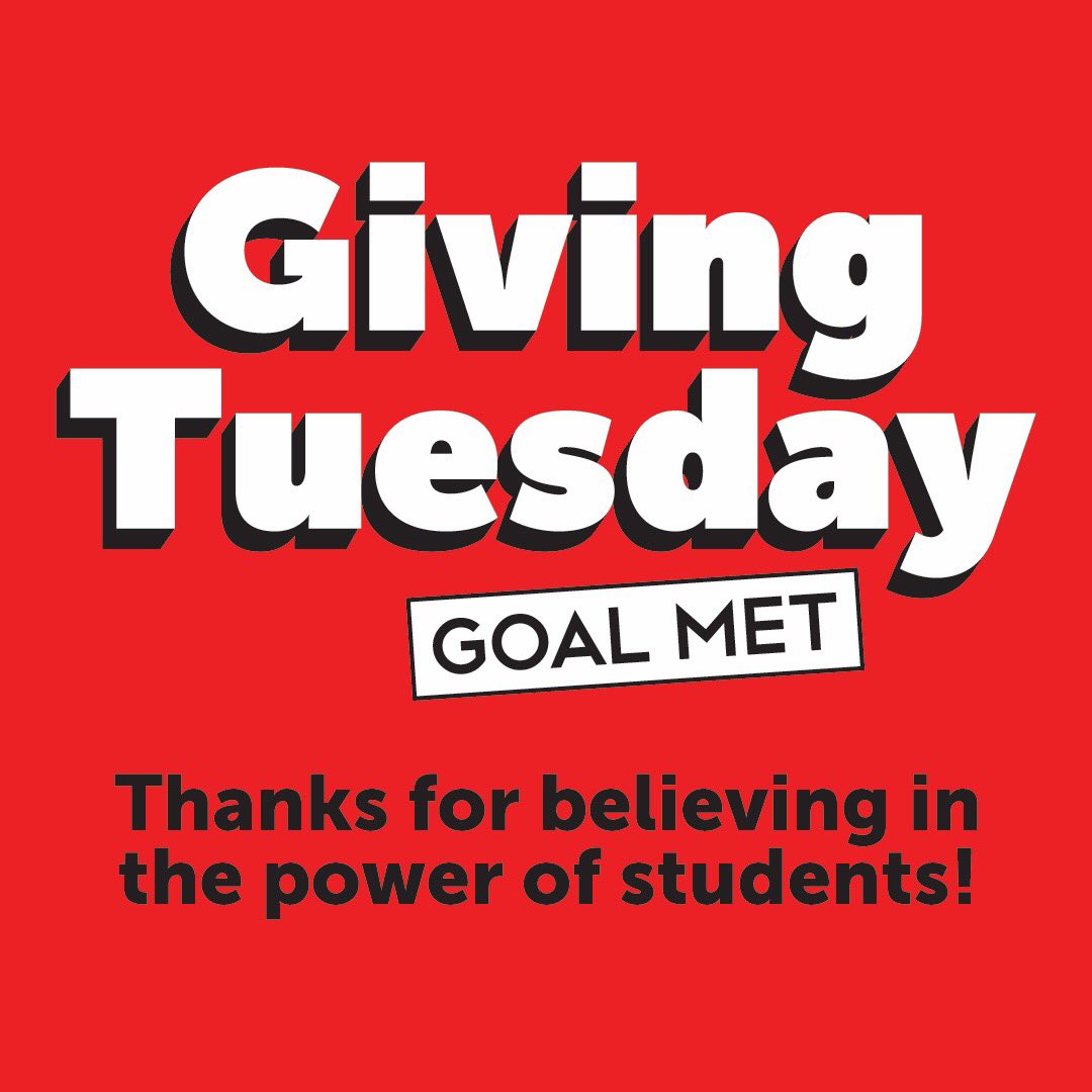 Huge thank you to our community near and far! We exceeded our #GivingTuesday goal. We can’t do this work without you all. THANK YOU!
#bethegood #community #powerofstudents