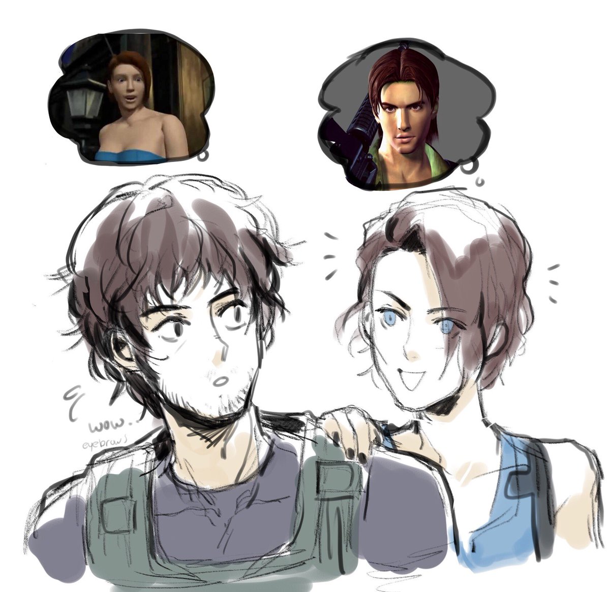 was originally gonna draw alot of re3 related stuff but i ended up drawing chris mostly lol #residentevil 
