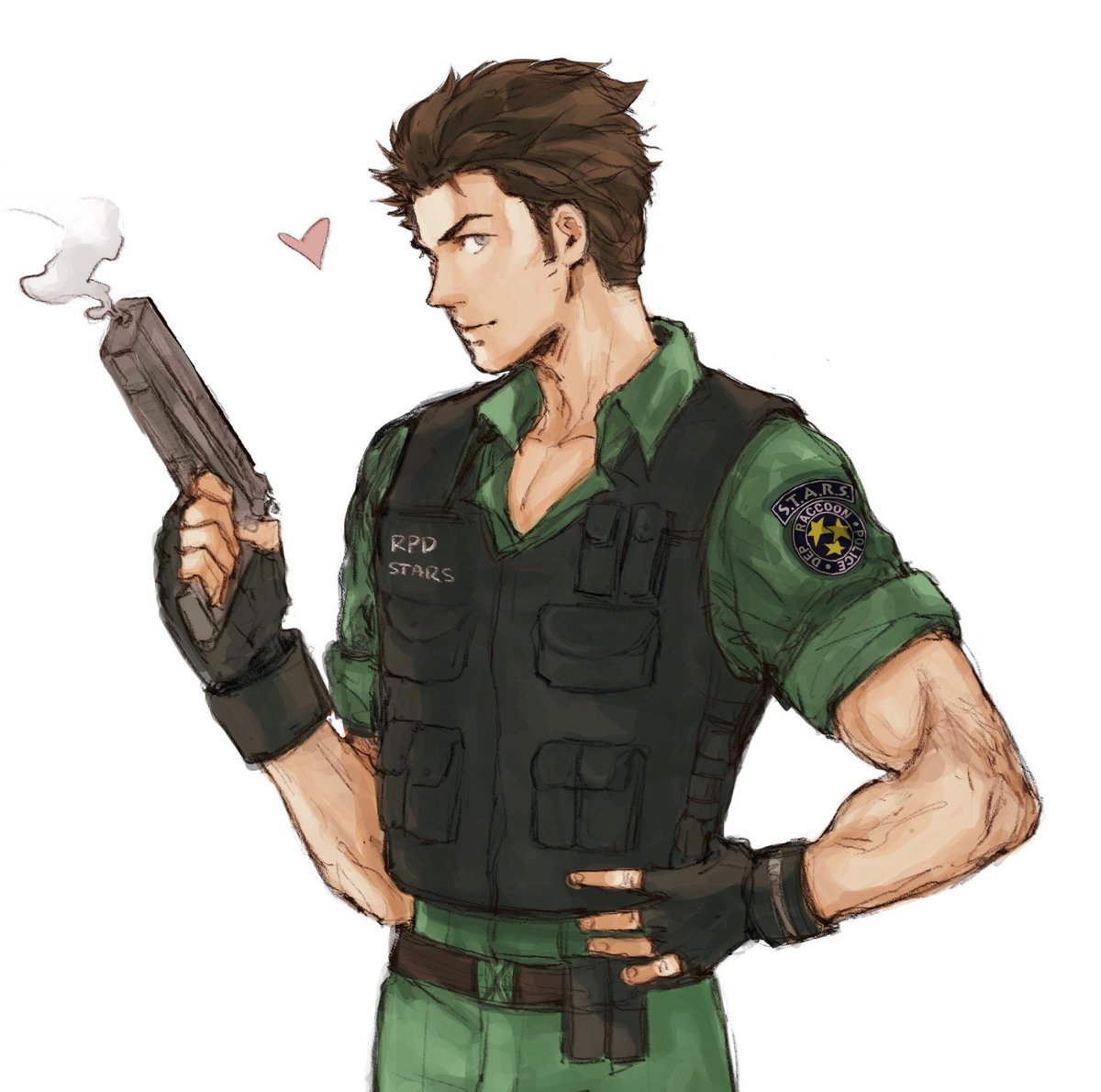 was originally gonna draw alot of re3 related stuff but i ended up drawing chris mostly lol #residentevil 